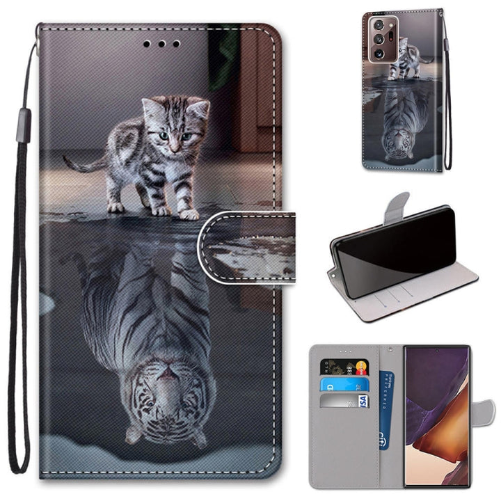 Coloured Drawing Cross Texture Horizontal Flip PU Leather Case with Holder & Card Slots & Wallet & Lanyard, For Samsung Galaxy Note 20 Ultra