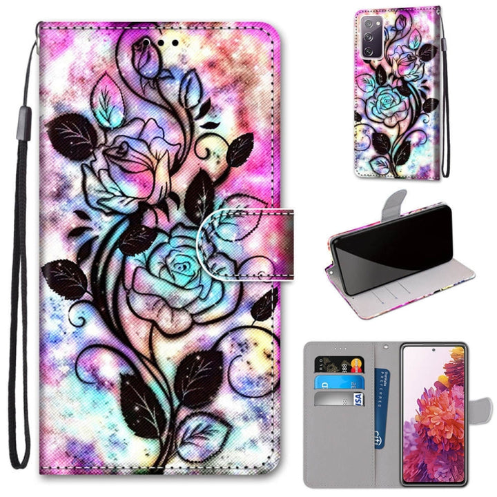 Coloured Drawing Cross Texture Horizontal Flip PU Leather Case with Holder & Card Slots & Wallet & Lanyard, For Samsung Galaxy S20 FE 5G