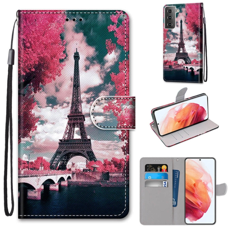 Coloured Drawing Cross Texture Horizontal Flip PU Leather Case with Holder & Card Slots & Wallet & Lanyard, For Samsung Galaxy S21 5G