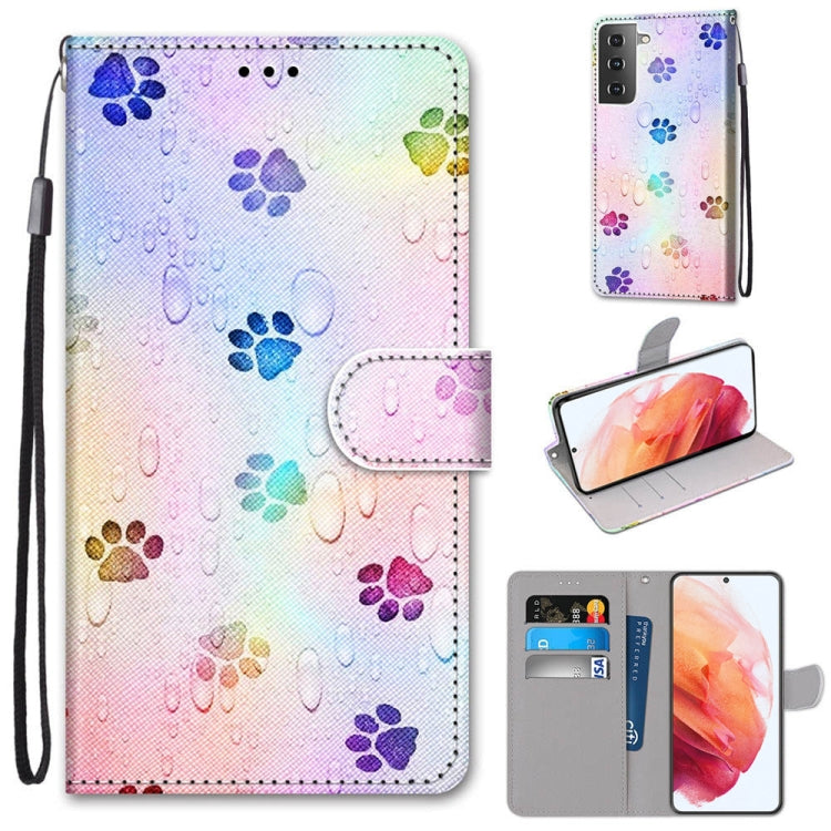 Coloured Drawing Cross Texture Horizontal Flip PU Leather Case with Holder & Card Slots & Wallet & Lanyard, For Samsung Galaxy S21 5G