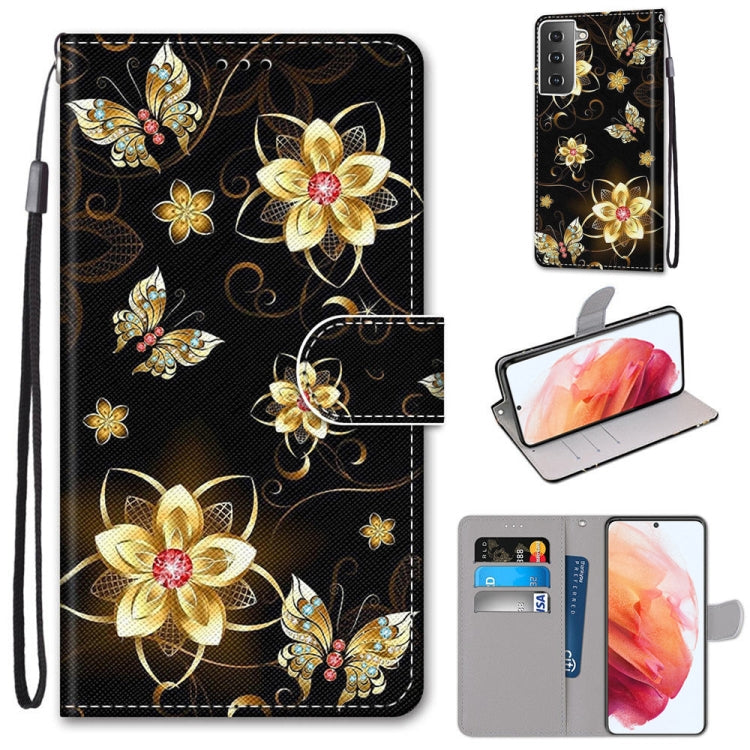 Coloured Drawing Cross Texture Horizontal Flip PU Leather Case with Holder & Card Slots & Wallet & Lanyard, For Samsung Galaxy S21 5G