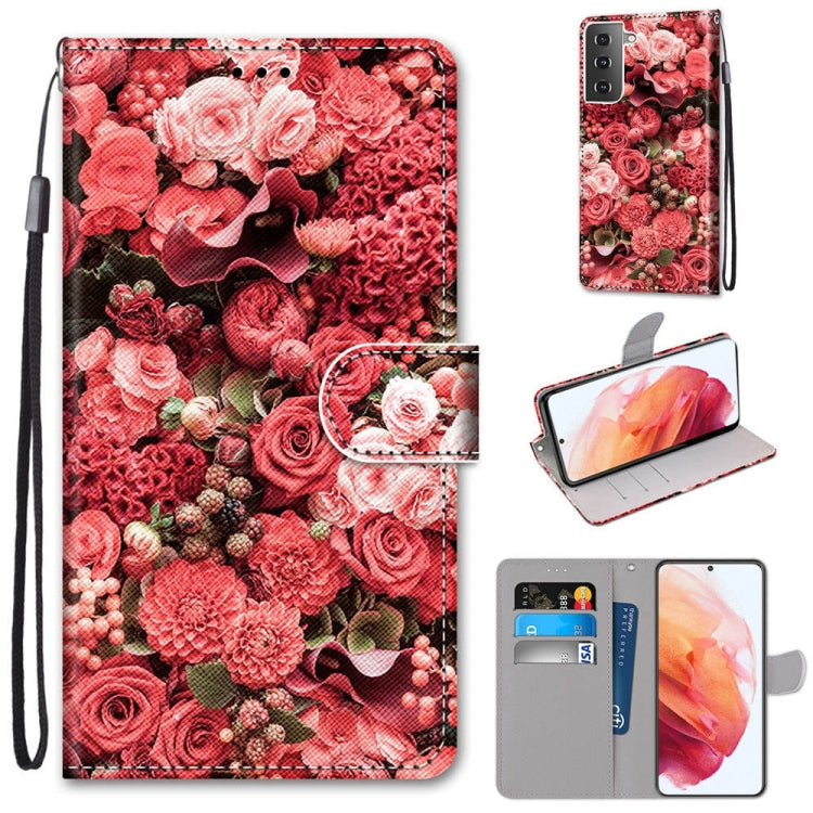 Coloured Drawing Cross Texture Horizontal Flip PU Leather Case with Holder & Card Slots & Wallet & Lanyard, For Samsung Galaxy S21 5G