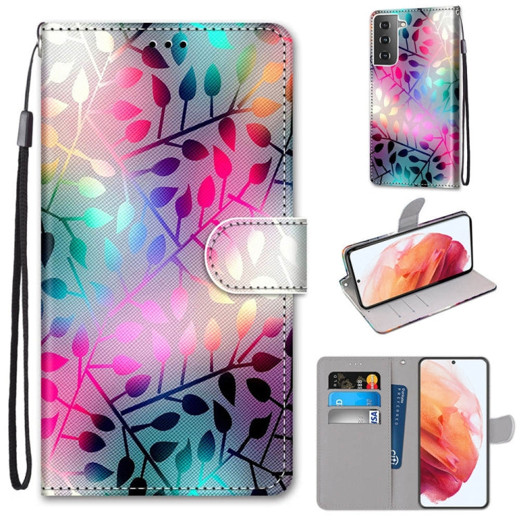 Coloured Drawing Cross Texture Horizontal Flip PU Leather Case with Holder & Card Slots & Wallet & Lanyard, For Samsung Galaxy S21 5G