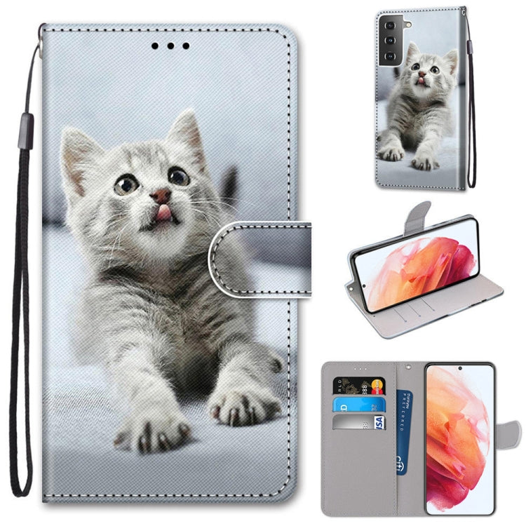 Coloured Drawing Cross Texture Horizontal Flip PU Leather Case with Holder & Card Slots & Wallet & Lanyard, For Samsung Galaxy S21 5G