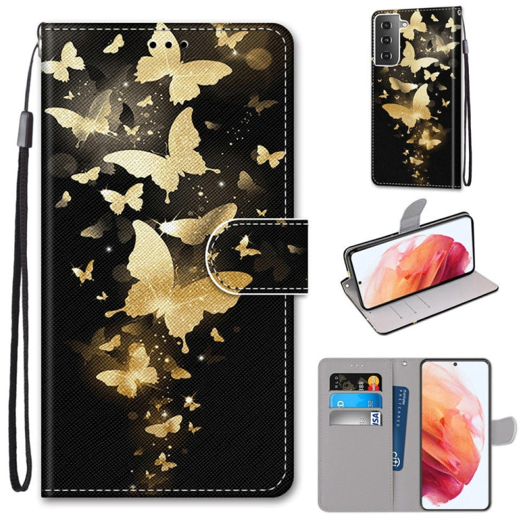 Coloured Drawing Cross Texture Horizontal Flip PU Leather Case with Holder & Card Slots & Wallet & Lanyard, For Samsung Galaxy S21 5G