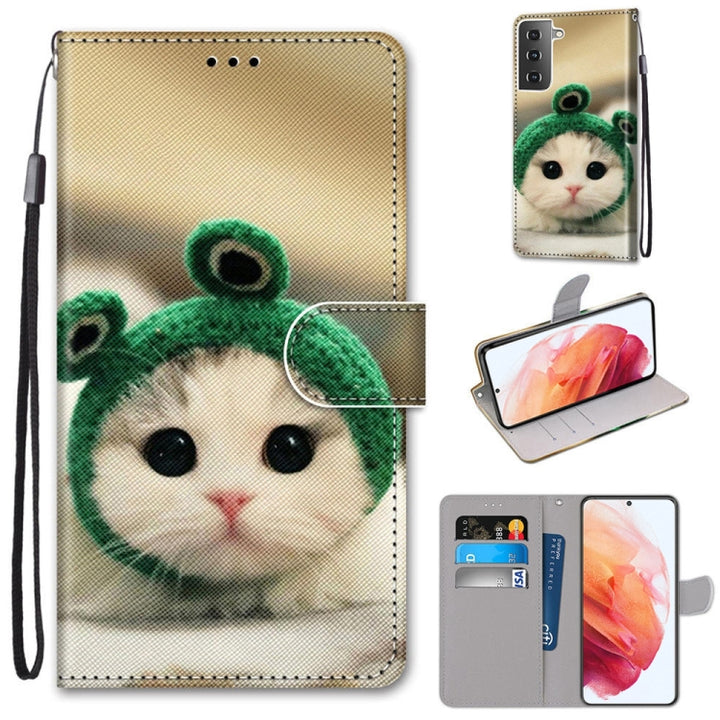 Coloured Drawing Cross Texture Horizontal Flip PU Leather Case with Holder & Card Slots & Wallet & Lanyard, For Samsung Galaxy S21 5G