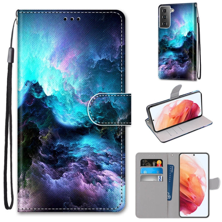 Coloured Drawing Cross Texture Horizontal Flip PU Leather Case with Holder & Card Slots & Wallet & Lanyard, For Samsung Galaxy S21 5G