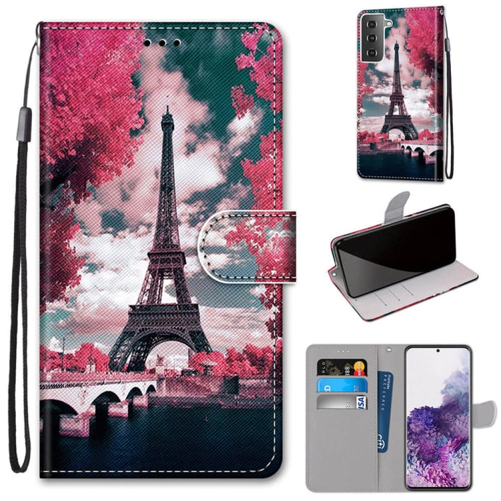 Coloured Drawing Cross Texture Horizontal Flip PU Leather Case with Holder & Card Slots & Wallet & Lanyard, For Samsung Galaxy S21+ 5G