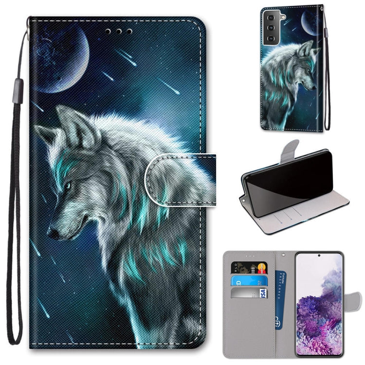 Coloured Drawing Cross Texture Horizontal Flip PU Leather Case with Holder & Card Slots & Wallet & Lanyard, For Samsung Galaxy S21+ 5G