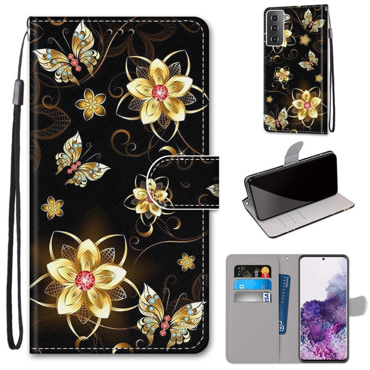 Coloured Drawing Cross Texture Horizontal Flip PU Leather Case with Holder & Card Slots & Wallet & Lanyard, For Samsung Galaxy S21+ 5G