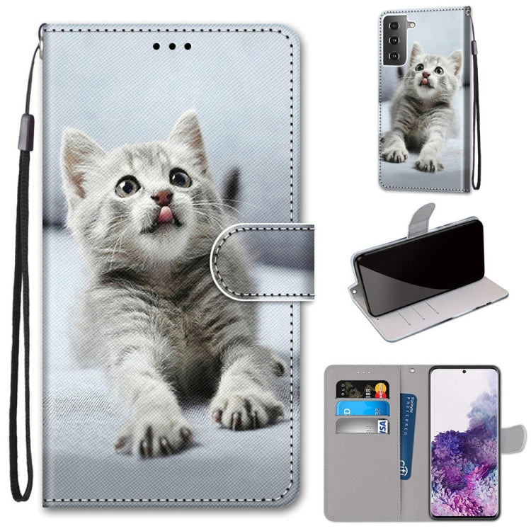 Coloured Drawing Cross Texture Horizontal Flip PU Leather Case with Holder & Card Slots & Wallet & Lanyard, For Samsung Galaxy S21+ 5G