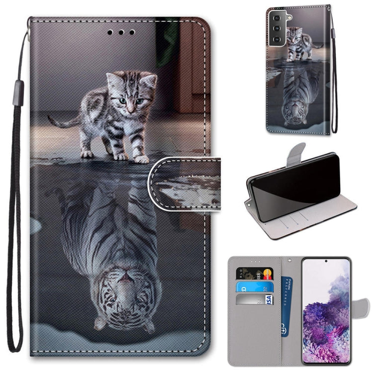 Coloured Drawing Cross Texture Horizontal Flip PU Leather Case with Holder & Card Slots & Wallet & Lanyard, For Samsung Galaxy S21+ 5G