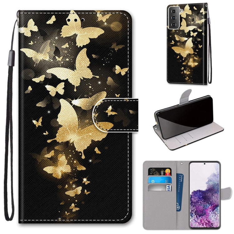 Coloured Drawing Cross Texture Horizontal Flip PU Leather Case with Holder & Card Slots & Wallet & Lanyard, For Samsung Galaxy S21+ 5G