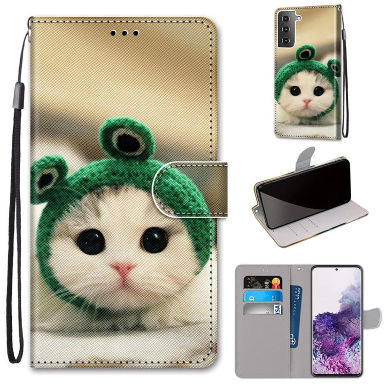 Coloured Drawing Cross Texture Horizontal Flip PU Leather Case with Holder & Card Slots & Wallet & Lanyard, For Samsung Galaxy S21+ 5G