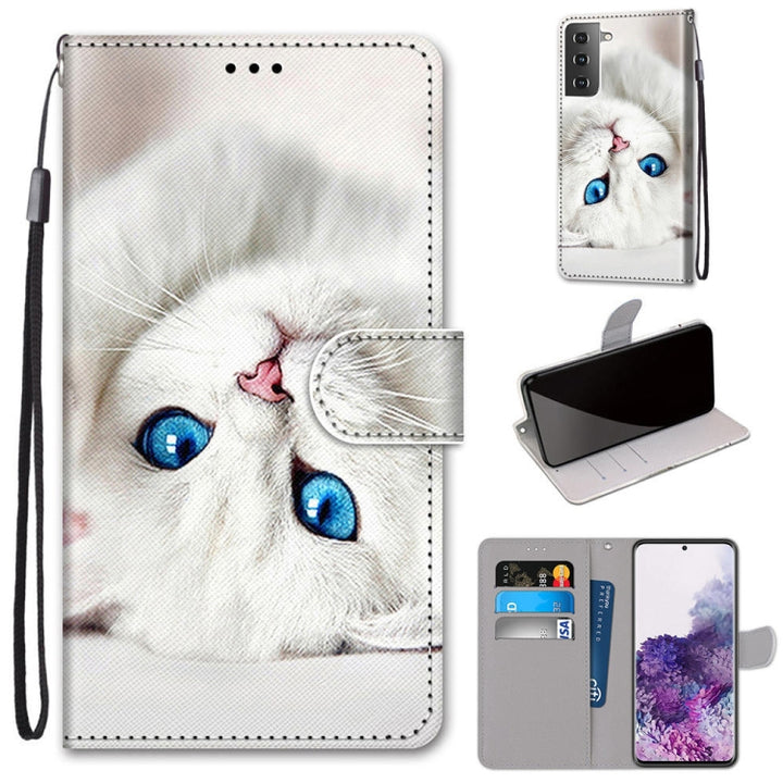 Coloured Drawing Cross Texture Horizontal Flip PU Leather Case with Holder & Card Slots & Wallet & Lanyard, For Samsung Galaxy S21+ 5G