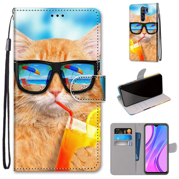 Coloured Drawing Cross Texture Horizontal Flip PU Leather Case with Holder & Card Slots & Wallet & Lanyard, For Xiaomi Redmi 9