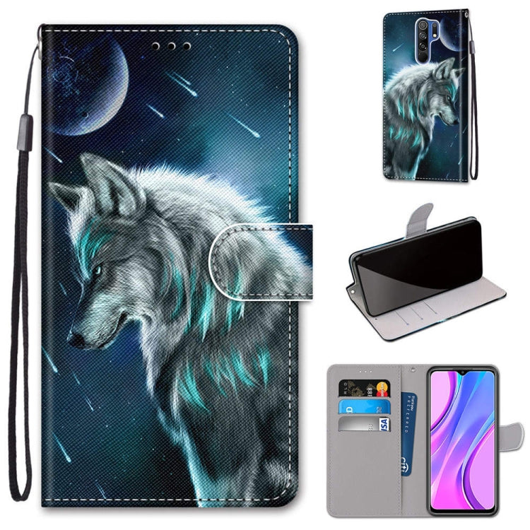 Coloured Drawing Cross Texture Horizontal Flip PU Leather Case with Holder & Card Slots & Wallet & Lanyard, For Xiaomi Redmi 9