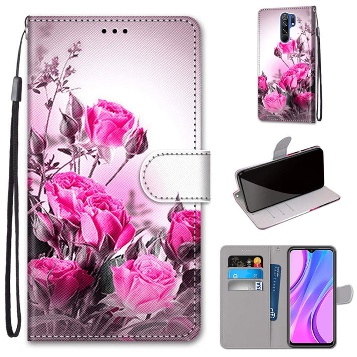 Coloured Drawing Cross Texture Horizontal Flip PU Leather Case with Holder & Card Slots & Wallet & Lanyard, For Xiaomi Redmi 9