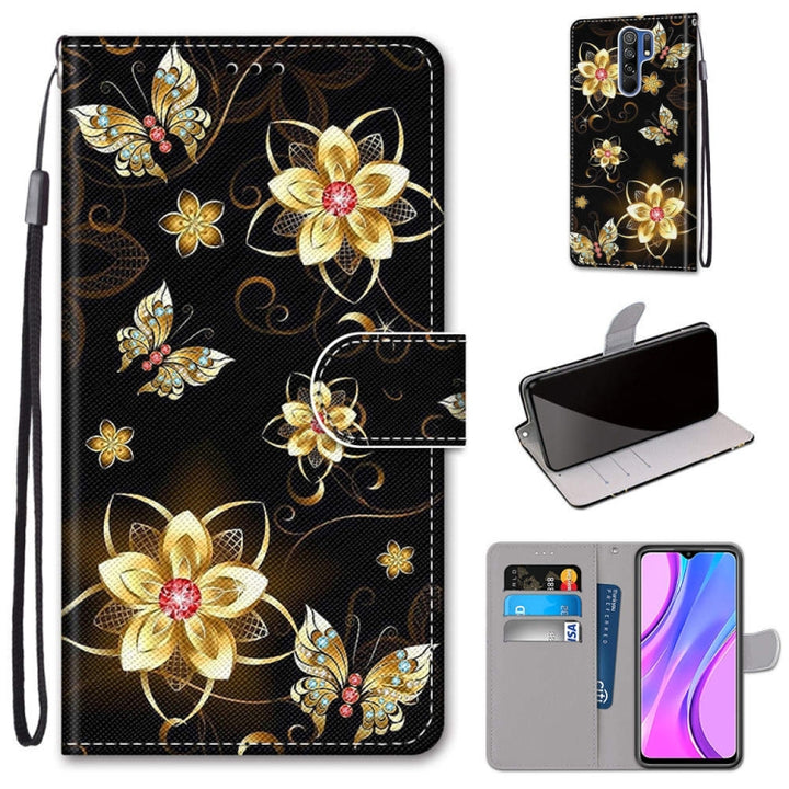 Coloured Drawing Cross Texture Horizontal Flip PU Leather Case with Holder & Card Slots & Wallet & Lanyard, For Xiaomi Redmi 9