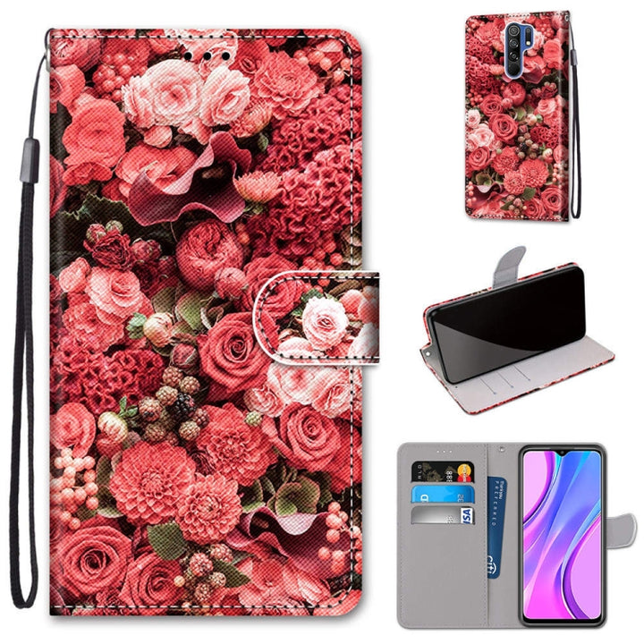 Coloured Drawing Cross Texture Horizontal Flip PU Leather Case with Holder & Card Slots & Wallet & Lanyard, For Xiaomi Redmi 9