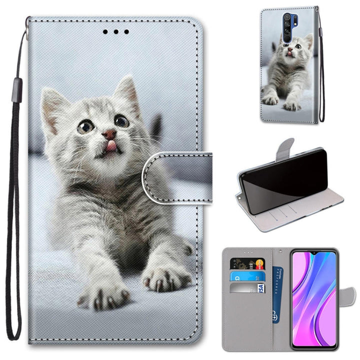 Coloured Drawing Cross Texture Horizontal Flip PU Leather Case with Holder & Card Slots & Wallet & Lanyard, For Xiaomi Redmi 9