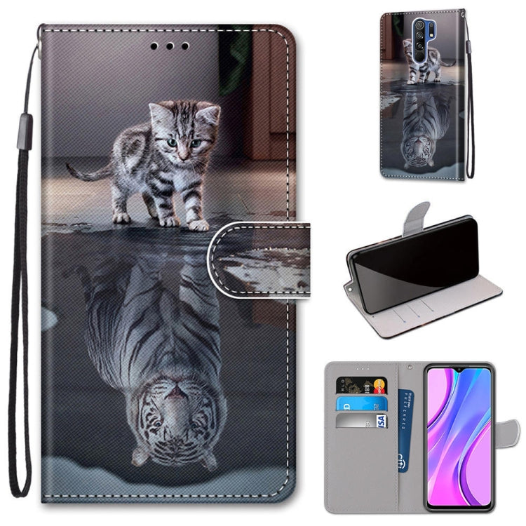 Coloured Drawing Cross Texture Horizontal Flip PU Leather Case with Holder & Card Slots & Wallet & Lanyard, For Xiaomi Redmi 9