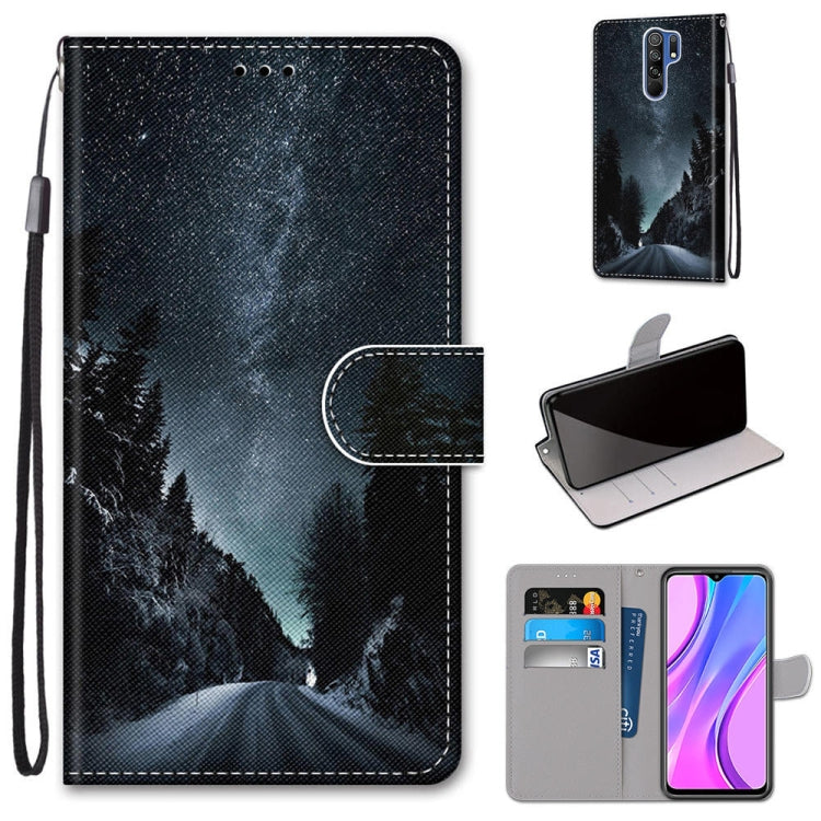 Coloured Drawing Cross Texture Horizontal Flip PU Leather Case with Holder & Card Slots & Wallet & Lanyard, For Xiaomi Redmi 9