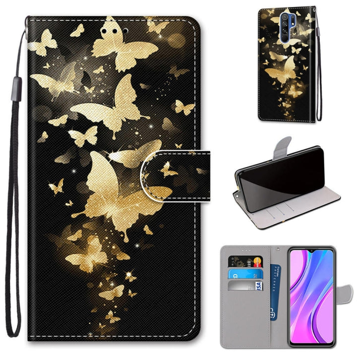 Coloured Drawing Cross Texture Horizontal Flip PU Leather Case with Holder & Card Slots & Wallet & Lanyard, For Xiaomi Redmi 9