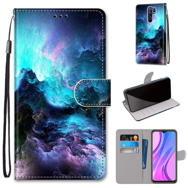 Coloured Drawing Cross Texture Horizontal Flip PU Leather Case with Holder & Card Slots & Wallet & Lanyard, For Xiaomi Redmi 9