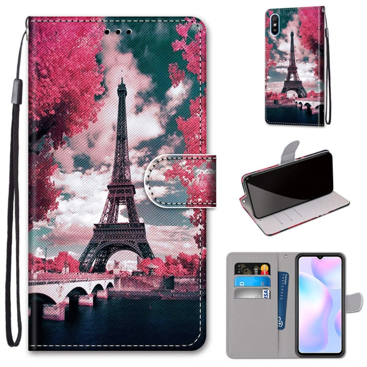 Coloured Drawing Cross Texture Horizontal Flip PU Leather Case with Holder & Card Slots & Wallet & Lanyard, For Xiaomi Redmi 9A