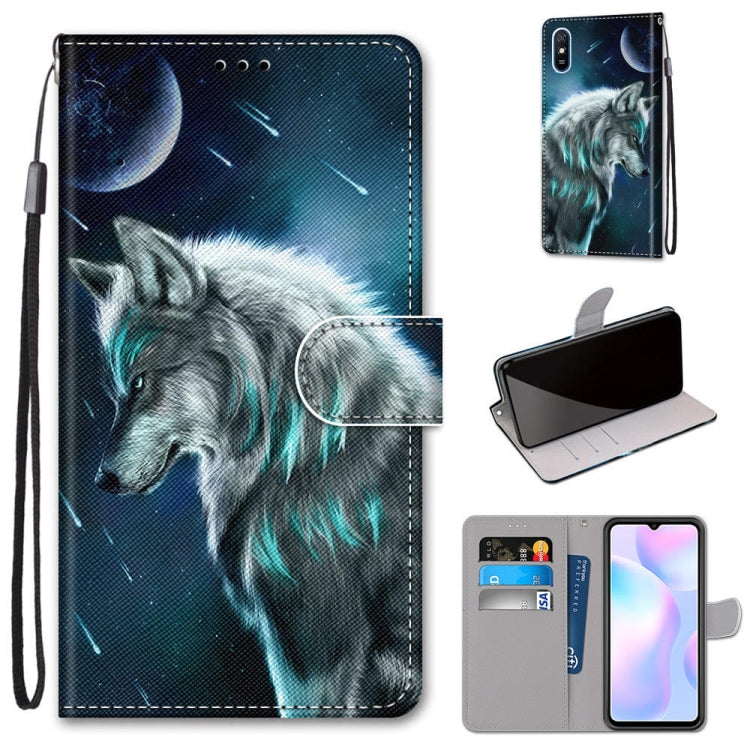 Coloured Drawing Cross Texture Horizontal Flip PU Leather Case with Holder & Card Slots & Wallet & Lanyard, For Xiaomi Redmi 9A