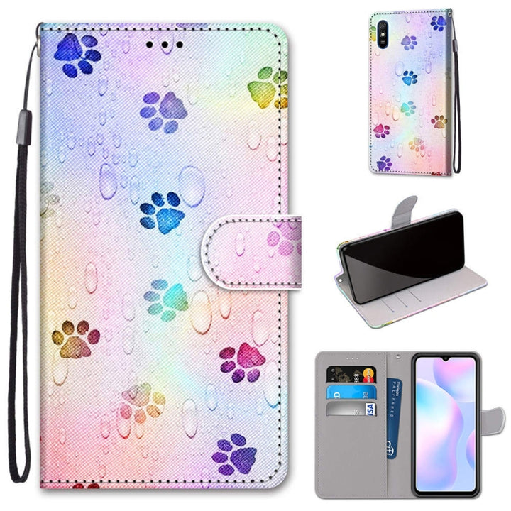 Coloured Drawing Cross Texture Horizontal Flip PU Leather Case with Holder & Card Slots & Wallet & Lanyard, For Xiaomi Redmi 9A