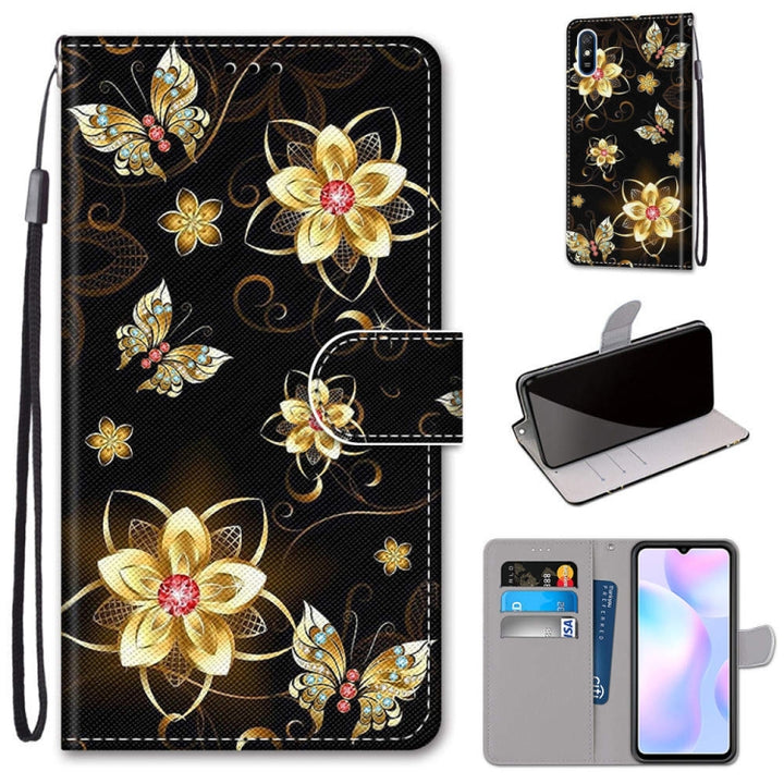 Coloured Drawing Cross Texture Horizontal Flip PU Leather Case with Holder & Card Slots & Wallet & Lanyard, For Xiaomi Redmi 9A