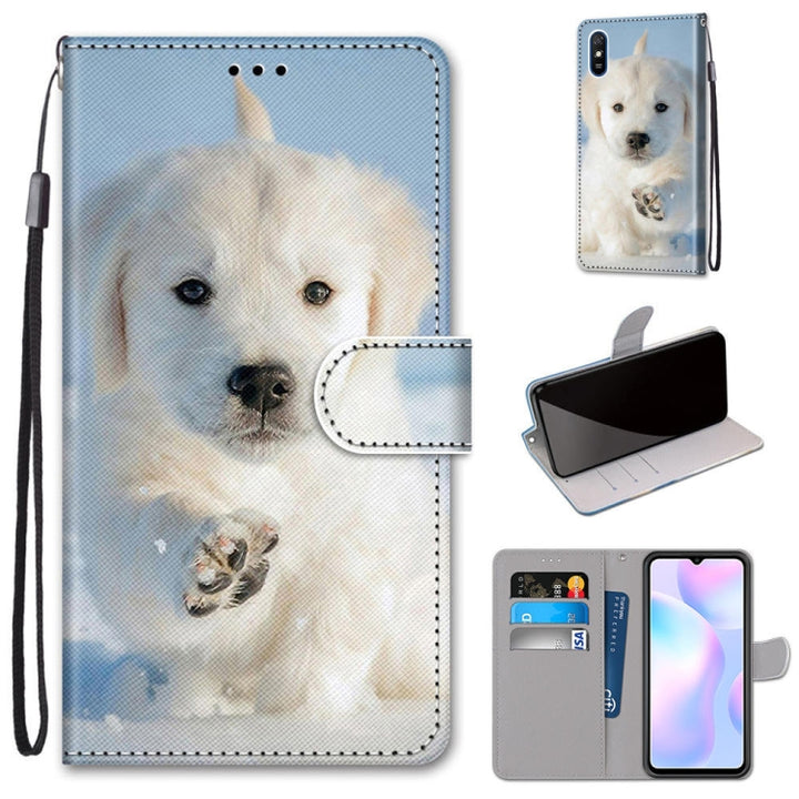 Coloured Drawing Cross Texture Horizontal Flip PU Leather Case with Holder & Card Slots & Wallet & Lanyard, For Xiaomi Redmi 9A