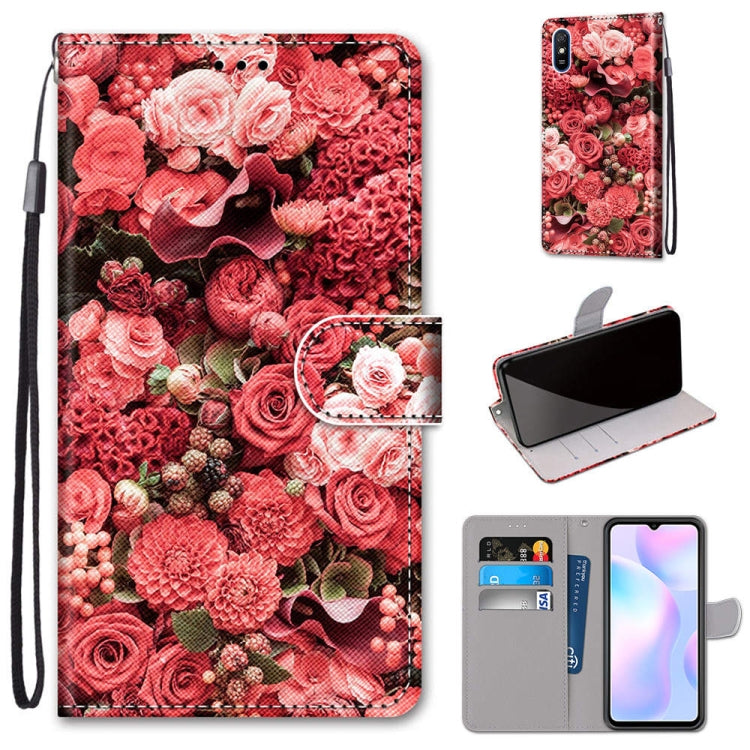 Coloured Drawing Cross Texture Horizontal Flip PU Leather Case with Holder & Card Slots & Wallet & Lanyard, For Xiaomi Redmi 9A