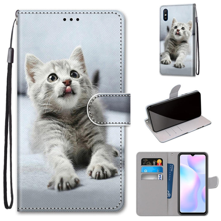 Coloured Drawing Cross Texture Horizontal Flip PU Leather Case with Holder & Card Slots & Wallet & Lanyard, For Xiaomi Redmi 9A