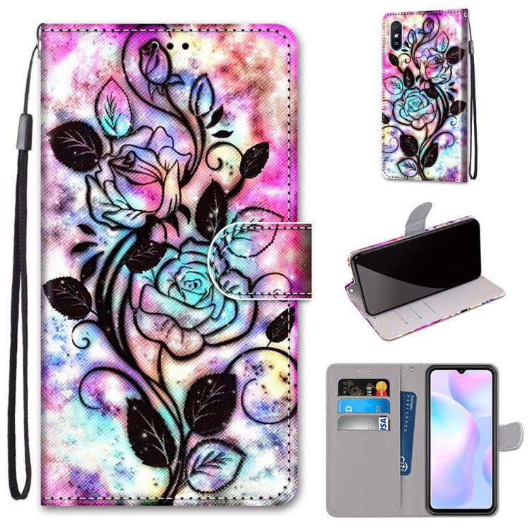 Coloured Drawing Cross Texture Horizontal Flip PU Leather Case with Holder & Card Slots & Wallet & Lanyard, For Xiaomi Redmi 9A