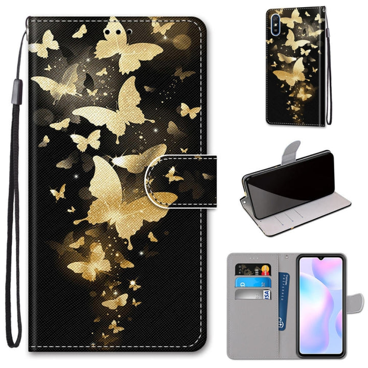 Coloured Drawing Cross Texture Horizontal Flip PU Leather Case with Holder & Card Slots & Wallet & Lanyard, For Xiaomi Redmi 9A