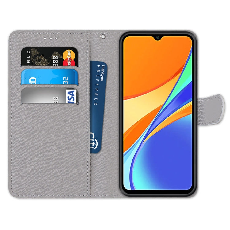 Coloured Drawing Cross Texture Horizontal Flip PU Leather Case with Holder & Card Slots & Wallet & Lanyard, For Xiaomi Redmi 9C