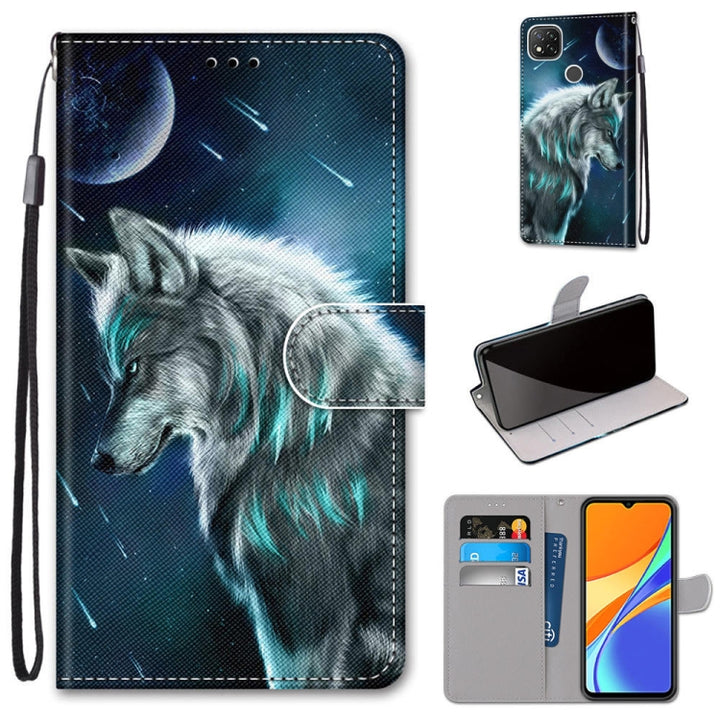 Coloured Drawing Cross Texture Horizontal Flip PU Leather Case with Holder & Card Slots & Wallet & Lanyard, For Xiaomi Redmi 9C