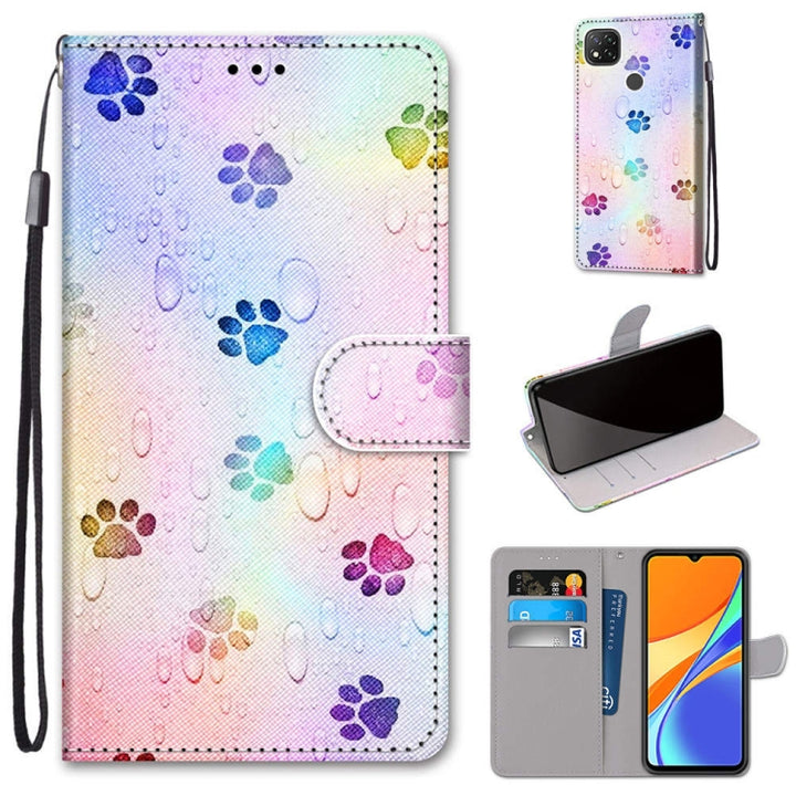 Coloured Drawing Cross Texture Horizontal Flip PU Leather Case with Holder & Card Slots & Wallet & Lanyard, For Xiaomi Redmi 9C