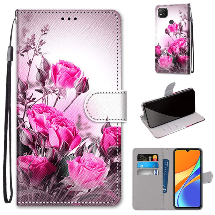 Coloured Drawing Cross Texture Horizontal Flip PU Leather Case with Holder & Card Slots & Wallet & Lanyard, For Xiaomi Redmi 9C