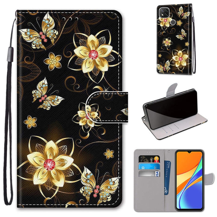 Coloured Drawing Cross Texture Horizontal Flip PU Leather Case with Holder & Card Slots & Wallet & Lanyard, For Xiaomi Redmi 9C