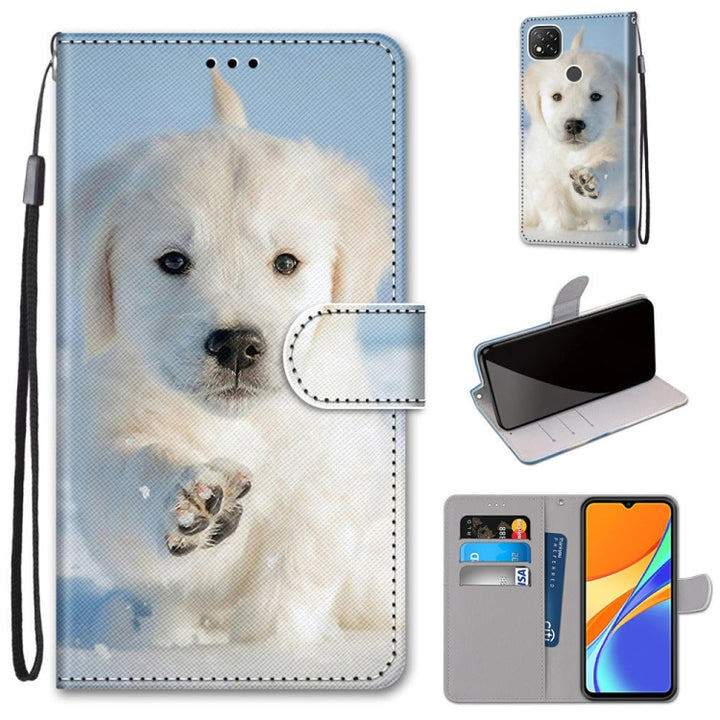 Coloured Drawing Cross Texture Horizontal Flip PU Leather Case with Holder & Card Slots & Wallet & Lanyard, For Xiaomi Redmi 9C