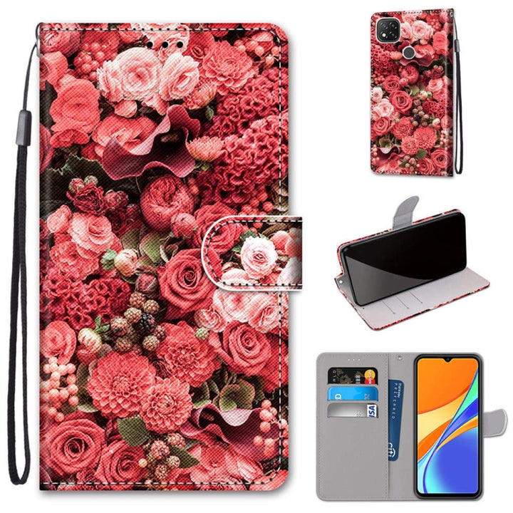 Coloured Drawing Cross Texture Horizontal Flip PU Leather Case with Holder & Card Slots & Wallet & Lanyard, For Xiaomi Redmi 9C