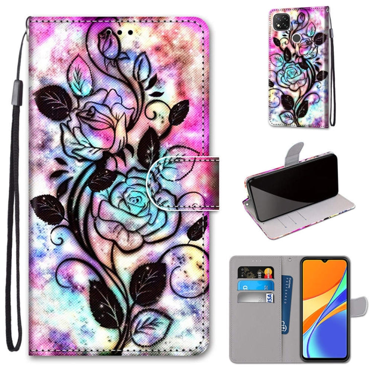 Coloured Drawing Cross Texture Horizontal Flip PU Leather Case with Holder & Card Slots & Wallet & Lanyard, For Xiaomi Redmi 9C