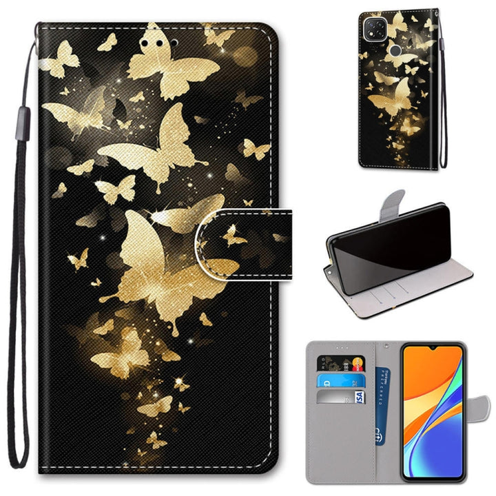 Coloured Drawing Cross Texture Horizontal Flip PU Leather Case with Holder & Card Slots & Wallet & Lanyard, For Xiaomi Redmi 9C