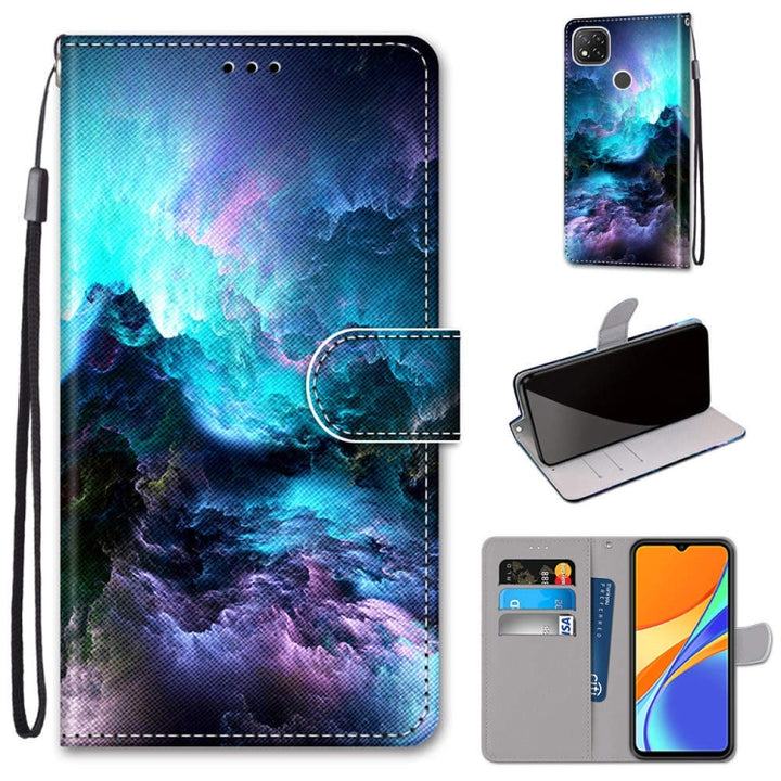 Coloured Drawing Cross Texture Horizontal Flip PU Leather Case with Holder & Card Slots & Wallet & Lanyard, For Xiaomi Redmi 9C