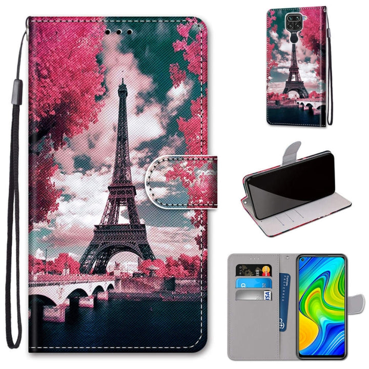 Coloured Drawing Cross Texture Horizontal Flip PU Leather Case with Holder & Card Slots & Wallet & Lanyard, For Xiaomi Redmi 10X 4G / Note 9