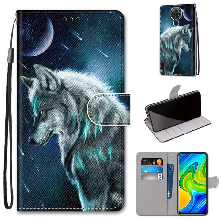 Coloured Drawing Cross Texture Horizontal Flip PU Leather Case with Holder & Card Slots & Wallet & Lanyard, For Xiaomi Redmi 10X 4G / Note 9